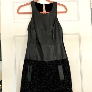 Bailey 44 Leather and Wool Look Dress